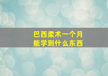 巴西柔术一个月能学到什么东西