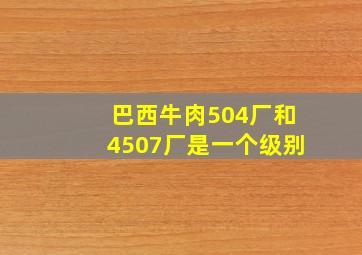 巴西牛肉504厂和4507厂是一个级别