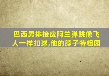 巴西男排接应阿兰弹跳像飞人一样扣球,他的脖子特粗园