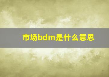 市场bdm是什么意思