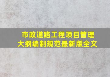 市政道路工程项目管理大纲编制规范最新版全文