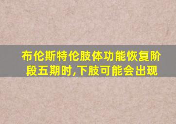 布伦斯特伦肢体功能恢复阶段五期时,下肢可能会出现