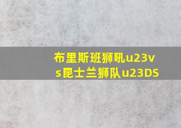 布里斯班狮吼u23vs昆士兰狮队u23DS