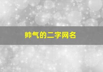 帅气的二字网名