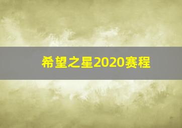 希望之星2020赛程