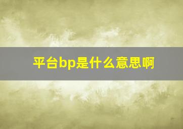 平台bp是什么意思啊