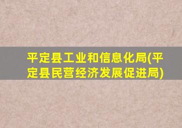 平定县工业和信息化局(平定县民营经济发展促进局)