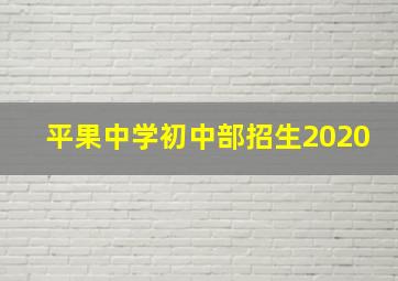 平果中学初中部招生2020