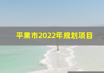 平果市2022年规划项目