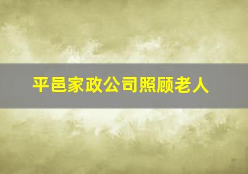 平邑家政公司照顾老人