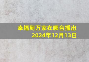 幸福到万家在哪台播出2024年12月13日