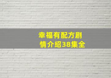 幸福有配方剧情介绍38集全