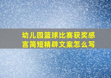 幼儿园篮球比赛获奖感言简短精辟文案怎么写