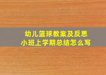 幼儿篮球教案及反思小班上学期总结怎么写