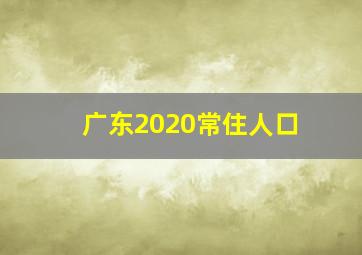 广东2020常住人口