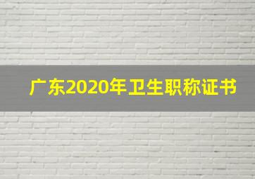 广东2020年卫生职称证书