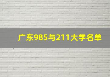 广东985与211大学名单