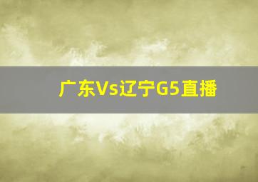 广东Vs辽宁G5直播