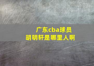 广东cba球员胡明轩是哪里人啊