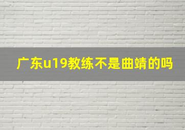 广东u19教练不是曲靖的吗