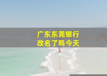 广东东莞银行改名了吗今天