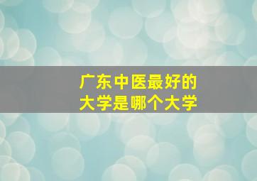 广东中医最好的大学是哪个大学