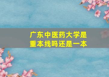 广东中医药大学是重本线吗还是一本