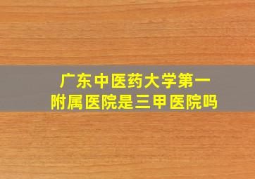 广东中医药大学第一附属医院是三甲医院吗