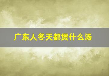 广东人冬天都煲什么汤