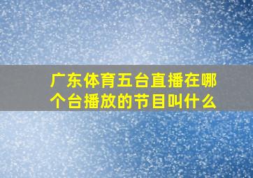 广东体育五台直播在哪个台播放的节目叫什么