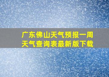 广东佛山天气预报一周天气查询表最新版下载