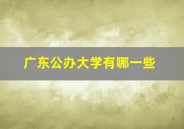 广东公办大学有哪一些