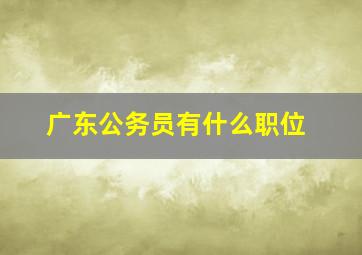 广东公务员有什么职位