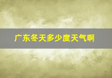 广东冬天多少度天气啊