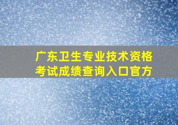 广东卫生专业技术资格考试成绩查询入口官方