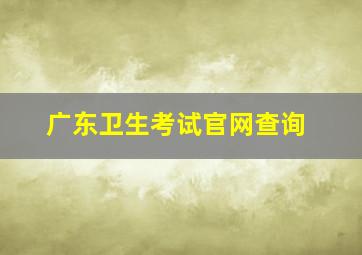 广东卫生考试官网查询