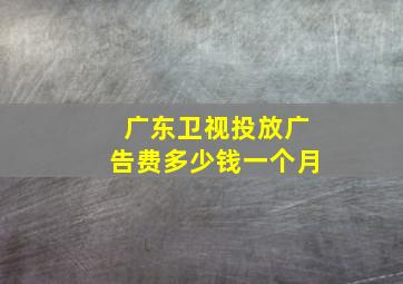 广东卫视投放广告费多少钱一个月