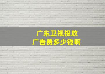 广东卫视投放广告费多少钱啊