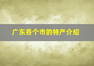 广东各个市的特产介绍