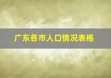 广东各市人口情况表格