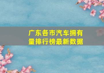 广东各市汽车拥有量排行榜最新数据