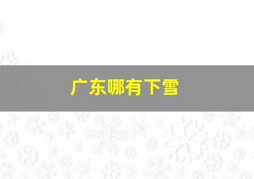 广东哪有下雪