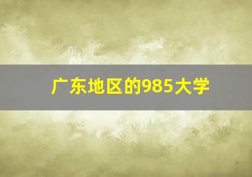 广东地区的985大学