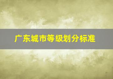 广东城市等级划分标准