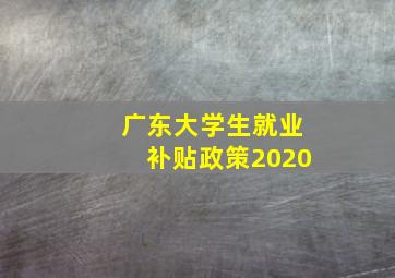 广东大学生就业补贴政策2020