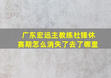 广东宏远主教练杜锋休赛期怎么消失了去了哪里