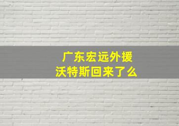 广东宏远外援沃特斯回来了么