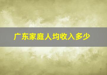 广东家庭人均收入多少