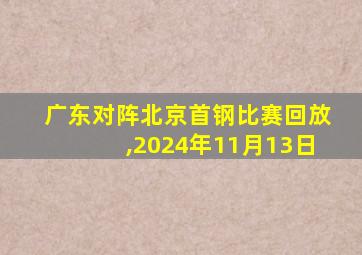 广东对阵北京首钢比赛回放,2024年11月13日