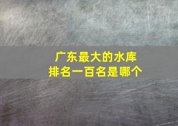 广东最大的水库排名一百名是哪个